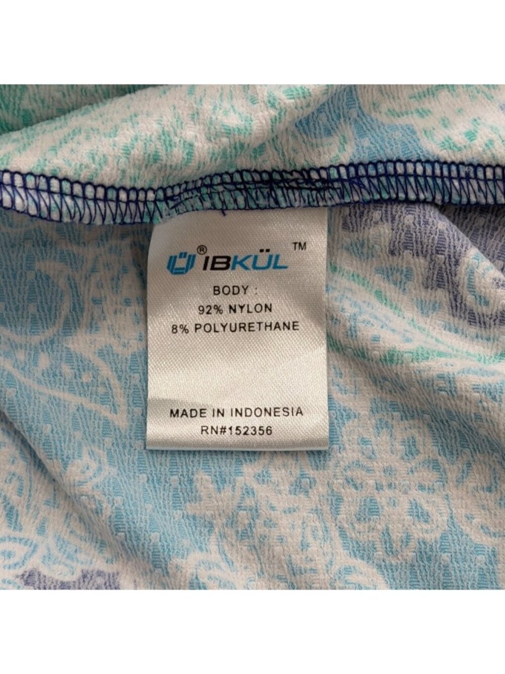 IBKUL Womens Size M Top 1/4 Zip Short-Sleeve Blue Green Paisley UPF Sun Shirt - Picture 7 of 8